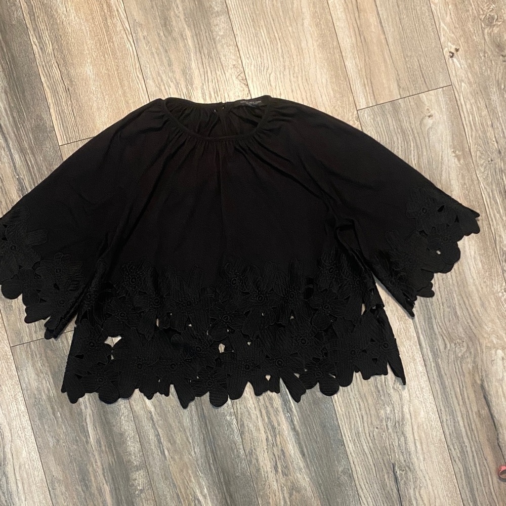 Chic Black Eyelet Women's Blouse